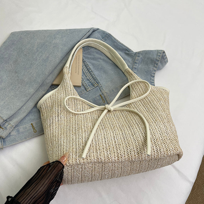 Bumi Lestari Ribbon Straw Tote