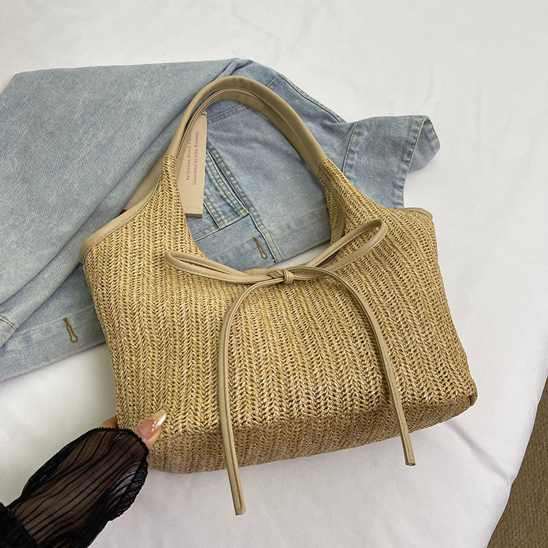 Bumi Lestari Ribbon Straw Tote
