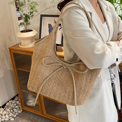 Bumi Lestari Ribbon Straw Tote
