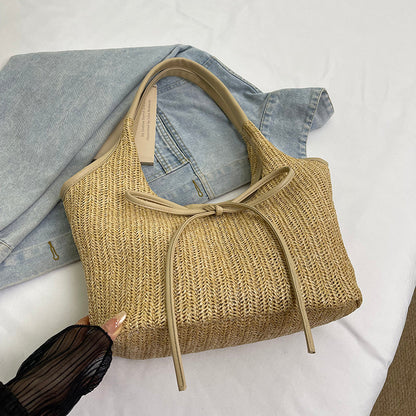 Bumi Lestari Ribbon Straw Tote