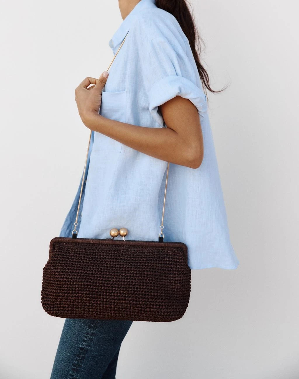 Meluraya Woven Chain Clutch Bag