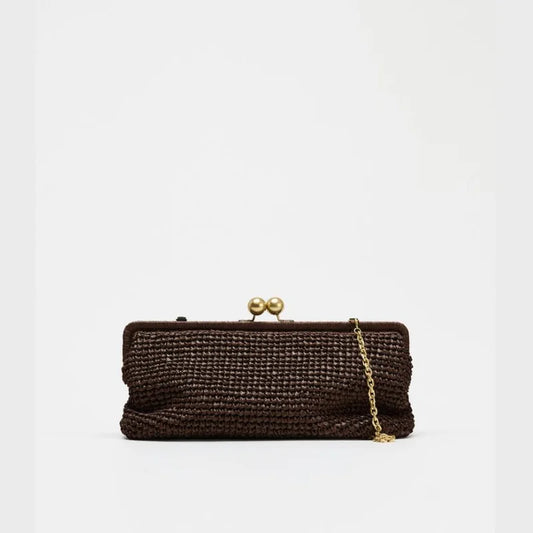 Meluraya Woven Chain Clutch Bag